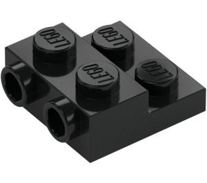 LEGO Zwart Plaat 2 x 2 x 0.7 met 2 Noppen aan Kant (4304 / 99206)