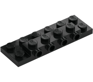 LEGO Musta Levy 2 x 6 x 0.7 jossa 4 Nupit päällä Sivu (72132 / 87609)