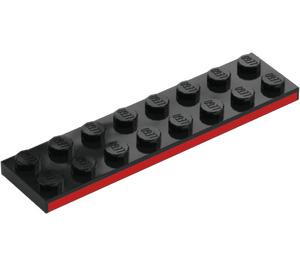 LEGO Negro Placa 2 x 8 con Rojo Lado (3034 / 110072)