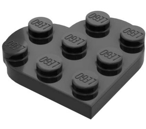 LEGO Schwarz Platte 3 x 3 Runden Herz (39613)