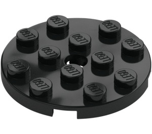 LEGO Black Plate 4 x 4 Round with Hole and Snapstud (60474)