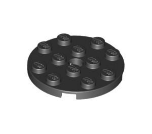 LEGO Black Plate 4 x 4 Round with Hole and Snapstud (60474)