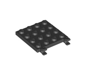 LEGO Black Plate 4 x 4 with Clips (No Gap in Clips) (11399)