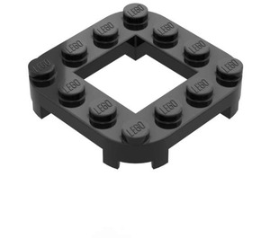 LEGO Noir assiette 4 x 4 x 0.7 avec Coins arrondis et 2 x 2 Open Centre (79387)