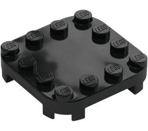 LEGO Black Plate 4 x 4 x 0.7 with Rounded Corners and Empty Middle (66792)