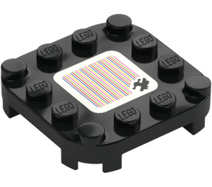 LEGO Black Plate 4 x 4 x 0.7 with Rounded Corners and Empty Middle with Handcar Scanner Code (66792)