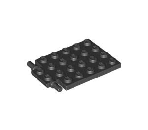 LEGO Zwart Plaat 4 x 6 Trap Deur Plat scharnier (92099)