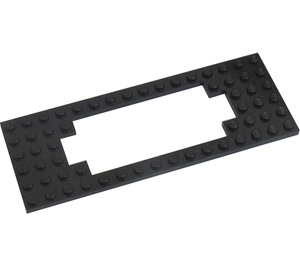 LEGO Black Plate 6 x 16 with Motor Cutout Type 2 (Large Cutout) (3058)