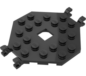 LEGO Svart Plate 6 x 6 Open Senter uten 4 Hjørner med 4 Clips (2539)