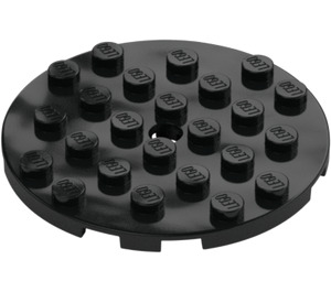 LEGO Zwart Plaat 6 x 6 Rond met Pin Gat (11213)