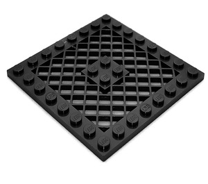 LEGO Sort Plade 8 x 8 med Grille (Intet hul i centrum) (4151)