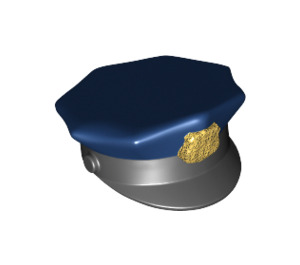 LEGO Black Police Hat with Dark Blue Top and Gold Badge (11474)