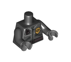 LEGO Noir Police Minifigure Torse avec Zippered Jacket avec Sheriff's Badge (Simple face) (76382 / 88585)