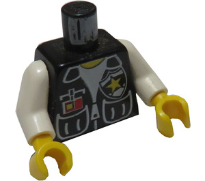 LEGO Negro Policía Torso con Blanco Zipper y Parche con Amarillo Estrella y Identificación con Blanco Brazos y Amarillo Manos (973 / 73403)