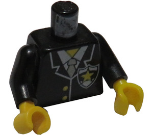 LEGO Black Police Torso with White Zipper and Badge with Yellow Star and Light Gray Tie with Black Arms and Black Hands (973)