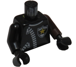 LEGO Schwarz Polizei Torso mit Weiß Zipper und Abzeichen mit Gelb Stern mit Schwarz Arme und Schwarz Hände (973)