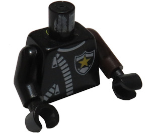 LEGO Noir Police Torse avec blanc Zipper et Badge avec Jaune Star avec Noir Bras et Noir Mains (973)
