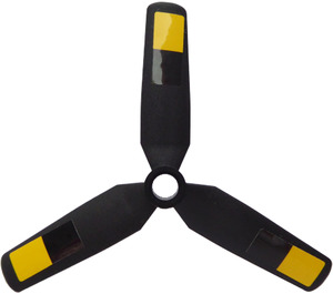 LEGO Black Propellor 3 Blade 9 Diameter with Black and Yellow Squares from Set 60116 Sticker with Recessed Center (15790)