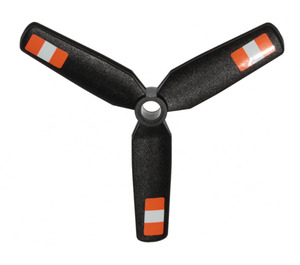 LEGO Black Propellor 3 Blade 9 Diameter with Stripes Sticker with Recessed Center (15790)