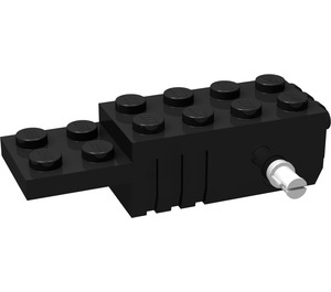 LEGO Svart Pullback Motor 6 x 2 x 1.3 med Hvit Shafts og Svart Base (42288 / 42853)