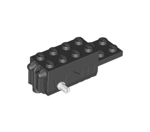 LEGO Zwart Pullback Motor 6 x 2 x 1.6 met Wit Shafts en Zwart Basis (42289)