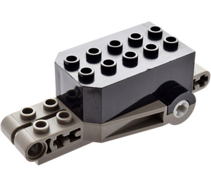 LEGO Zwart Pullback Motor 9 x 4 x 2 1/3 met Donkergrijze basis