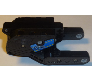 LEGO Black Pullback Motor with Blue '18', Blue and Yellow Pattern (on Both Sides) Sticker (45100)