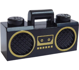 LEGO Black Radio with Gold Trim and Cassette (36357 / 93386)