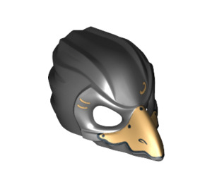 LEGO Zwart Raven Masker met Gold Bek en Gold Markeringen (12550 / 12846)