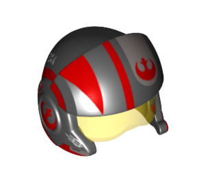 LEGO Zwart Rebel Piloot Helm met Transparant Geel Vizier en Rood (23736 / 35986)