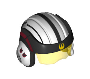 LEGO Black Rebel Pilot Helmet with Transparent Yellow Visor with White Top (29267 / 42719)