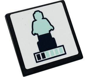 LEGO Black Roadsign Clip-on 2 x 2 Square with Aqua Statue Sticker with Open 'O' Clip (15210)