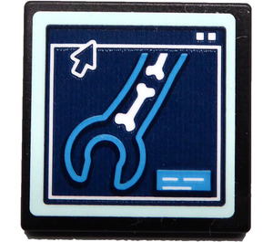 LEGO Black Roadsign Clip-on 2 x 2 Square with Arm X-Ray Sticker with Open 'O' Clip (15210)