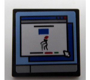 LEGO Black Roadsign Clip-on 2 x 2 Square with Computer Screen Sticker with Open 'O' Clip (15210)