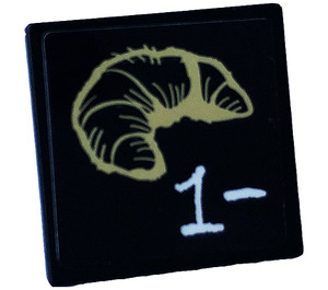 LEGO Black Roadsign Clip-on 2 x 2 Square with Croissant 1- Sticker with Open 'O' Clip (15210)