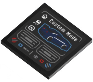 LEGO Black Roadsign Clip-on 2 x 2 Square with ‘Custom Mode’ Mustang Computer Screen Sticker with Open 'O' Clip (15210)
