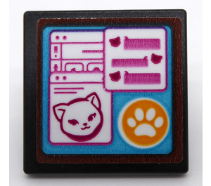 LEGO Black Roadsign Clip-on 2 x 2 Square with Data Sheet Cat Sticker with Open 'O' Clip (15210)