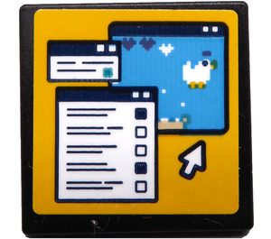 LEGO Black Roadsign Clip-on 2 x 2 Square with Decoration Sticker with Open 'O' Clip (15210)