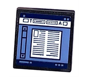 LEGO Black Roadsign Clip-on 2 x 2 Square with Desktop with Newspaper Page Sticker with Open 'O' Clip (15210)