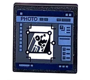 LEGO Black Roadsign Clip-on 2 x 2 Square with Desktop with Photo Editing Program Sticker with Open 'O' Clip (15210)