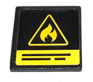 LEGO Black Roadsign Clip-on 2 x 2 Square with Fire Sticker with Open 'O' Clip (15210)