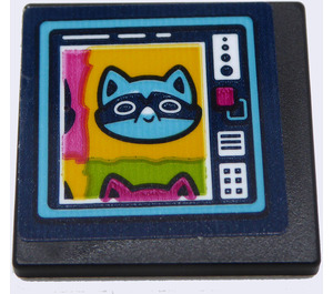 LEGO Black Roadsign Clip-on 2 x 2 Square with Hamster Head on computer Screen Sticker with Open 'O' Clip (15210)