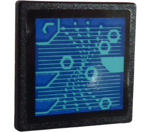 LEGO Black Roadsign Clip-on 2 x 2 Square with Monitor Screen Sticker with Open 'O' Clip (15210)