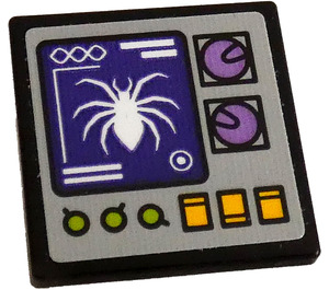 LEGO Black Roadsign Clip-on 2 x 2 Square with White Spider and Buttons Sticker with Open 'O' Clip (15210)