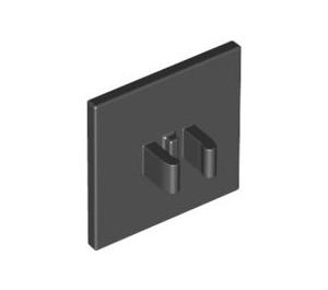 LEGO Zwart Roadsign Clip-Aan 2 x 2 Vierkant met open 'U'-clip (30258)