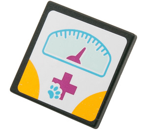 LEGO Black Roadsign Clip-on 2 x 2 Square with Paw Print & Weighing Scales Sticker with Open 'O' Clip (15210)