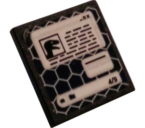 LEGO Black Roadsign Clip-on 2 x 2 Square with Raptor File 4/9 Sticker with Open 'O' Clip (15210)