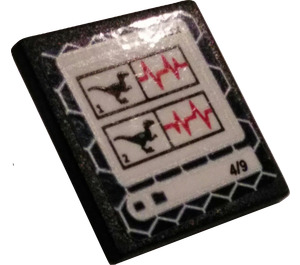 LEGO Black Roadsign Clip-on 2 x 2 Square with Raptor Heart Monitors Sticker with Open 'O' Clip (15210)