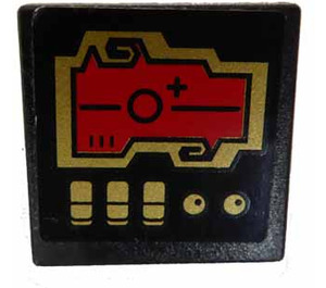 LEGO Noir Roadsign Clip-sur 2 x 2 Carré avec rouge screen et Gold Knobs et Switches Autocollant avec clip 'O' ouvert (15210)