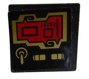 LEGO Black Roadsign Clip-on 2 x 2 Square with Red Screen and Gold Switches Sticker with Open 'O' Clip (15210)